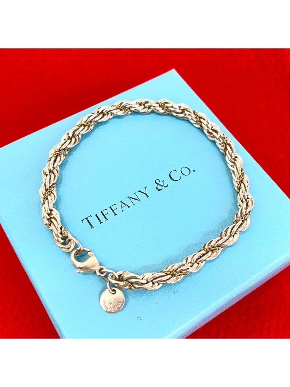 Tiffany & Co Twisted Rope Bracelet Silver Yellow Gold